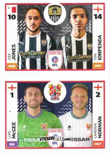 Cromo Jodi Jones / Tom Iorpenda / Luke McGee / Cameron Norman - EFL 2025-2026
 n. 762B-783A - Panini