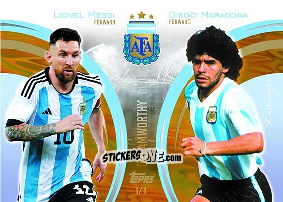 Cromo Lionel Messi / Diego Maradona - Argentina 2024 Lineage n. 51gt - Topps