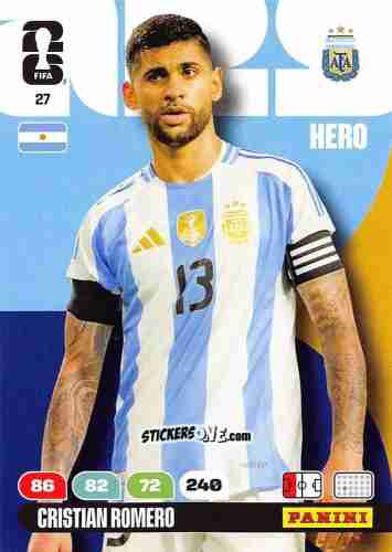 Sticker Cristian Romero - FIFA World Cup 2026. Adrenalyn XL
 n. 27 - Panini