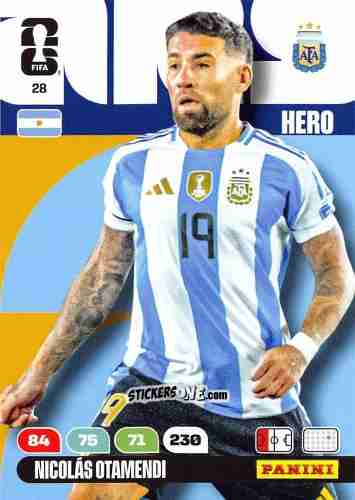 Figurina Nicolas Otamendi - FIFA World Cup 2026. Adrenalyn XL
 n. 28 - Panini