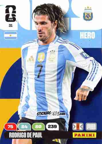Figurina Rodrigo De Paul - FIFA World Cup 2026. Adrenalyn XL
 n. 31 - Panini