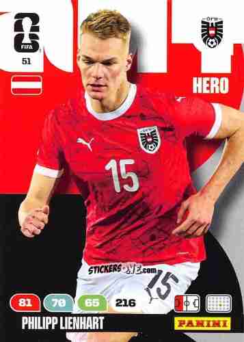 Figurina Philipp Lienhart - FIFA World Cup 2026. Adrenalyn XL
 n. 51 - Panini