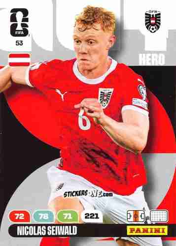 Figurina Nicolas Seiwald - FIFA World Cup 2026. Adrenalyn XL
 n. 53 - Panini