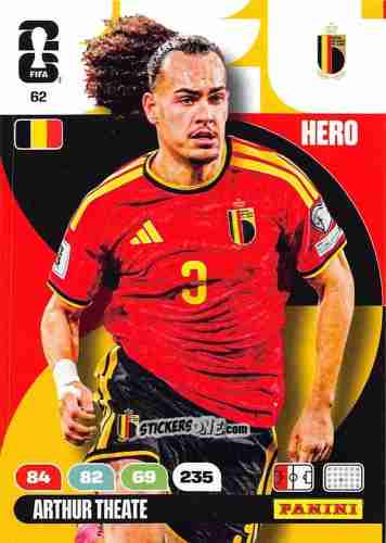 Sticker Arthur Theate - FIFA World Cup 2026. Adrenalyn XL
 n. 62 - Panini