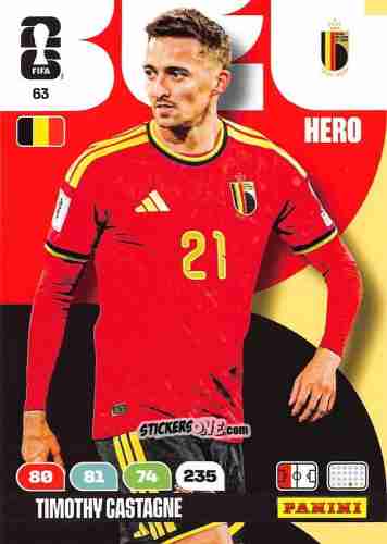 Sticker Timothy Castagne - FIFA World Cup 2026. Adrenalyn XL
 n. 63 - Panini