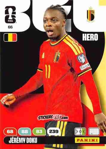 Cromo Jeremy Doku - FIFA World Cup 2026. Adrenalyn XL
 n. 66 - Panini