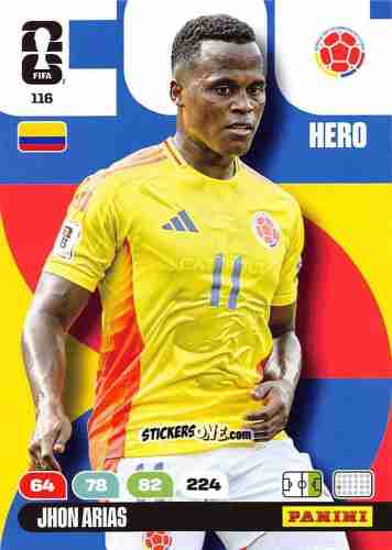 Sticker Jhon Arias - FIFA World Cup 2026. Adrenalyn XL
 n. 116 - Panini