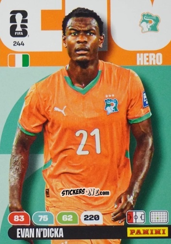 Sticker Evan N`Dicka - FIFA World Cup 2026. Adrenalyn XL
 n. 244 - Panini