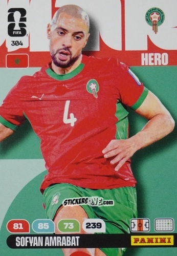 Sticker Sofyan Amrabat - FIFA World Cup 2026. Adrenalyn XL
 n. 304 - Panini