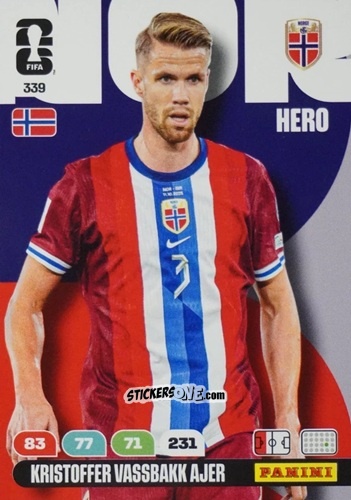 Figurina Kristoffer Vassbakk Ajer - FIFA World Cup 2026. Adrenalyn XL
 n. 339 - Panini