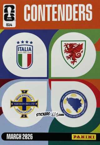 Figurina Italy-Northern Ireland / Wales-Bosnia And Herzegovina - FIFA World Cup 2026. Adrenalyn XL
 n. 514 - Panini