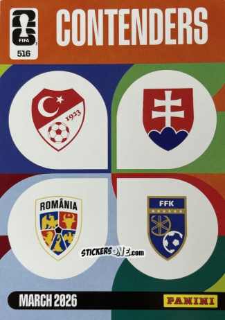 Figurina Turkey-Romania / Slovakia-Kosovo - FIFA World Cup 2026. Adrenalyn XL
 n. 516 - Panini