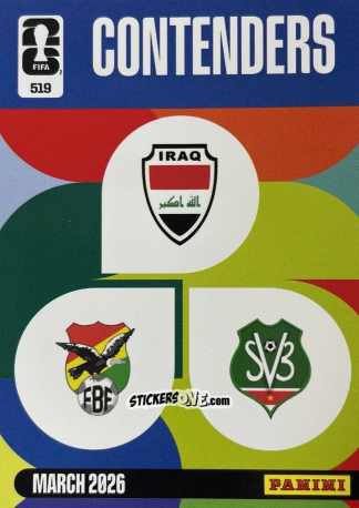 Figurina Suriname-Bolivia / Iraq - FIFA World Cup 2026. Adrenalyn XL
 n. 519 - Panini