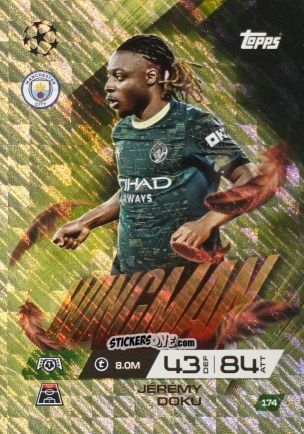 Cromo Jérémy Doku - UEFA Champions League & Europa League 2025-2026. Match Attax Extra
 n. 174 - Topps