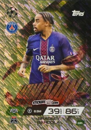 Sticker Bradley Barcola - UEFA Champions League & Europa League 2025-2026. Match Attax Extra
 n. 191 - Topps