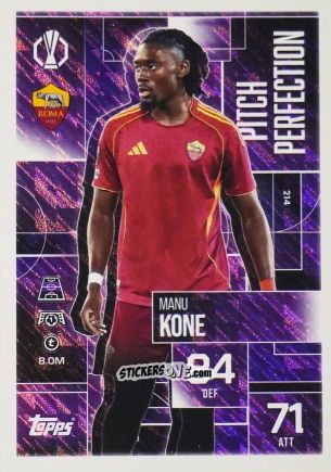 Figurina Manu Kone - UEFA Champions League & Europa League 2025-2026. Match Attax Extra
 n. 214 - Topps