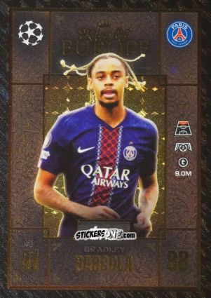 Sticker Bradley Barcola - UEFA Champions League & Europa League 2025-2026. Match Attax Extra
 n. 243 - Topps