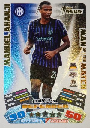Figurina Manuel Akanji - UEFA Champions League & Europa League 2025-2026. Match Attax Extra
 n. 270 - Topps