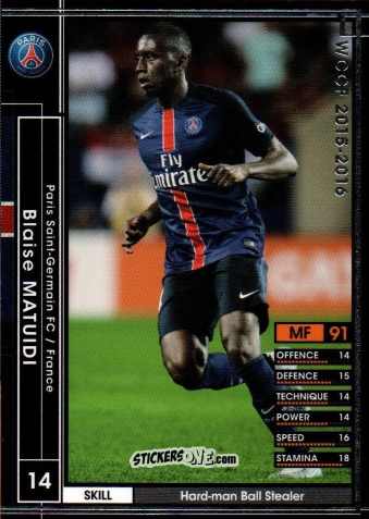 Cromo Blaise Matuidi - Sega World Club Champion Football 2015-2016
 n. 88 - Panini