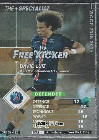 Sticker David Luiz - Sega World Club Champion Football 2015-2016
 n. SPE05 - Panini