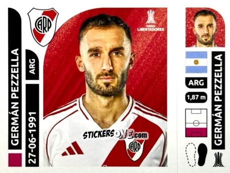 Figurina Germán Pezzella - Conmebol Libertadores 2025 n. RIA3 - Panini