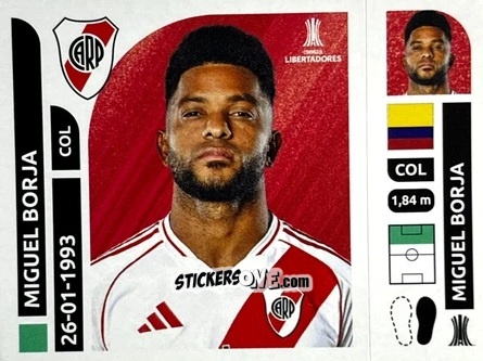 Sticker Miguel Borja - Conmebol Libertadores 2025 n. RIA16 - Panini