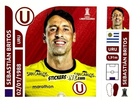 Cromo Sebastián Britos - Conmebol Libertadores 2025 n. UNP2 - Panini