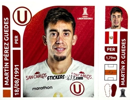 Cromo Martín Pérez Guedes - Conmebol Libertadores 2025 n. UNP13 - Panini