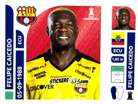 Sticker Felipe Caicedo - Conmebol Libertadores 2025 n. BAE16 - Panini