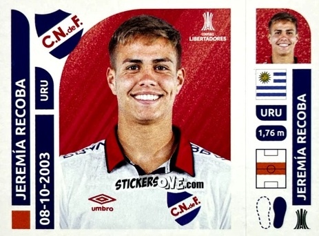 Sticker Jeremía Recoba - Conmebol Libertadores 2025 n. NAU10 - Panini
