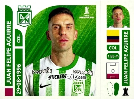 Figurina Juan Felipe Aguirre - Conmebol Libertadores 2025 n. ATC6 - Panini