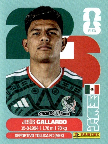 Figurina Jesus Gallardo - Fifa World Cup 2026. Standard Edition n. MEX6 - Panini
