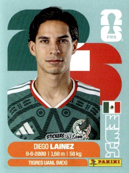 Figurina Diego Lainez - Fifa World Cup 2026. Standard Edition n. MEX8 - Panini