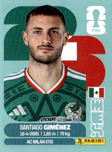 Cromo Santiago Giménez - Fifa World Cup 2026. Standard Edition n. MEX16 - Panini