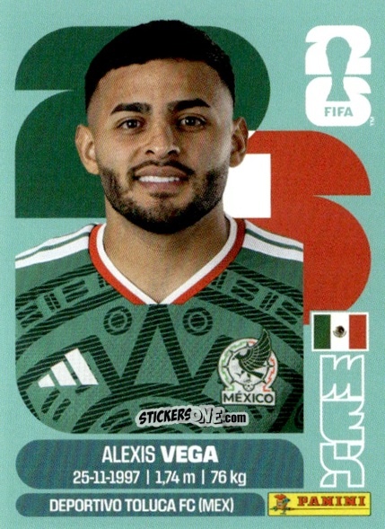 Figurina Alexis Vega - Fifa World Cup 2026. Standard Edition n. MEX18 - Panini