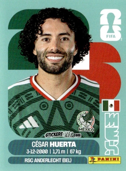 Cromo Cesar Huerta - Fifa World Cup 2026. Standard Edition n. MEX20 - Panini