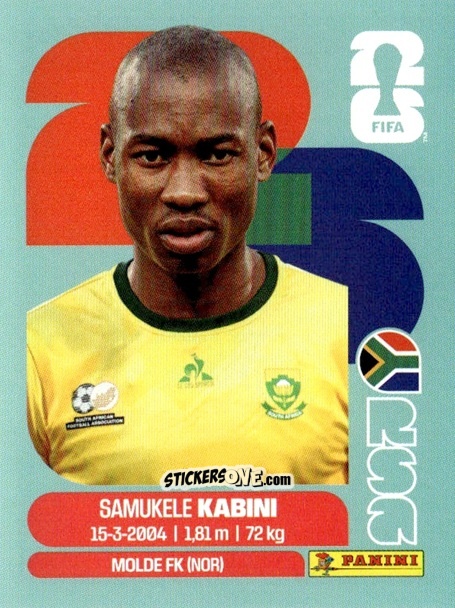 Sticker Samukele Kabini - Fifa World Cup 2026. Standard Edition n. RSA5 - Panini