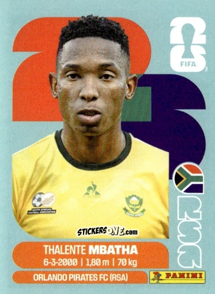Sticker Thalente Mbatha - Fifa World Cup 2026. Standard Edition n. RSA12 - Panini