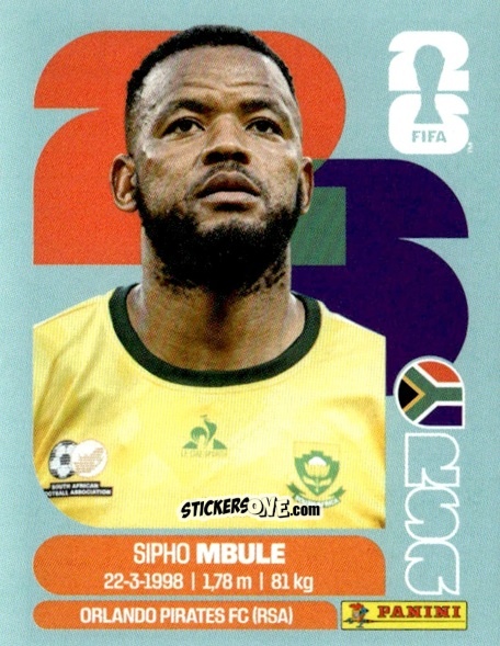 Sticker Sipho Mbule - Fifa World Cup 2026. Standard Edition n. RSA16 - Panini