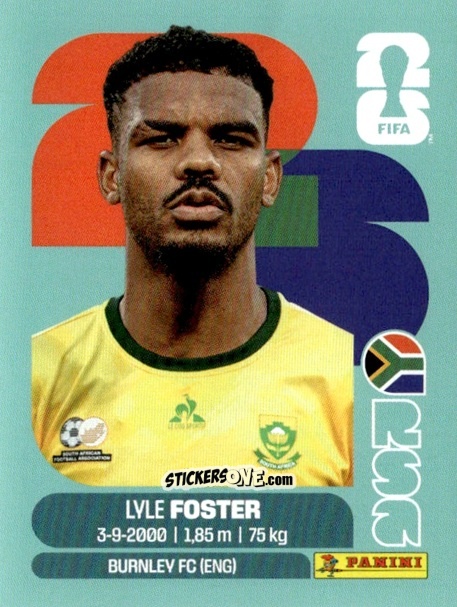Cromo Lyle Foster - Fifa World Cup 2026. Standard Edition n. RSA17 - Panini