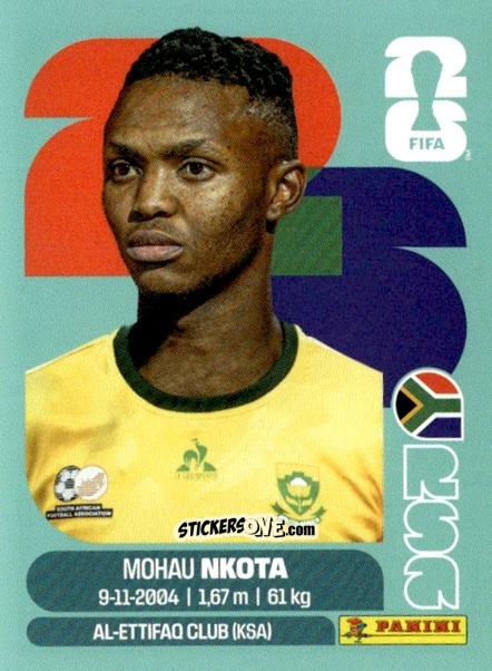 Sticker Mohau Nkota - Fifa World Cup 2026. Standard Edition n. RSA19 - Panini