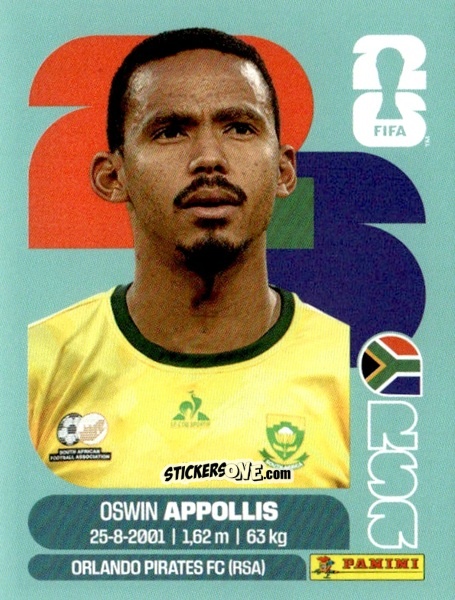 Sticker Oswin Appollis - Fifa World Cup 2026. Standard Edition n. RSA20 - Panini
