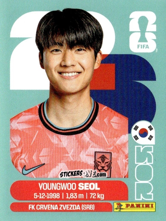 Figurina Young-woo Seol - Fifa World Cup 2026. Standard Edition n. KOR6 - Panini
