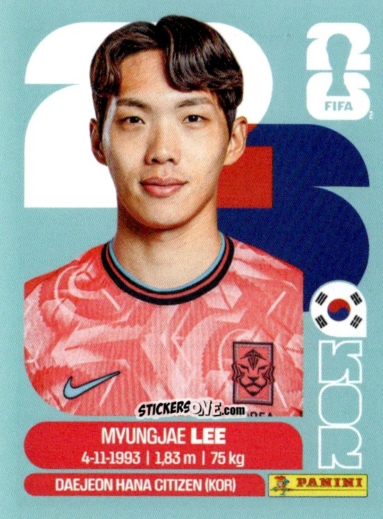 Figurina Myung-jae Lee - Fifa World Cup 2026. Standard Edition n. KOR9 - Panini