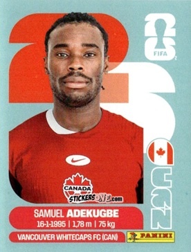 Figurina Samuel Adekugbe - Fifa World Cup 2026. Standard Edition n. CAN5 - Panini
