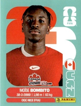 Figurina Moïse Bombito - Fifa World Cup 2026. Standard Edition n. CAN8 - Panini