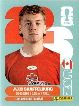 Figurina Jacob Shaffelburg - Fifa World Cup 2026. Standard Edition n. CAN14 - Panini