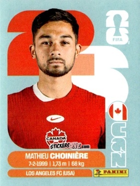 Figurina Mathieu Choinière - Fifa World Cup 2026. Standard Edition n. CAN15 - Panini