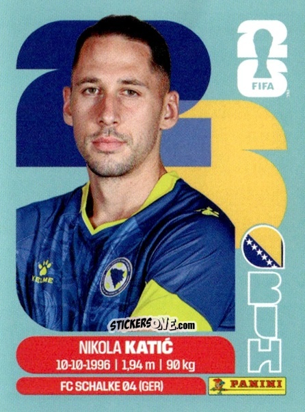 Figurina Nikola Katic - Fifa World Cup 2026. Standard Edition n. BIH7 - Panini