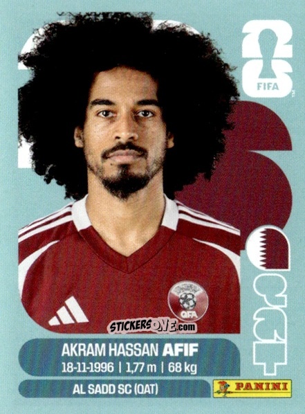 Sticker Akram Hassan Afif - Fifa World Cup 2026. Standard Edition n. QAT18 - Panini